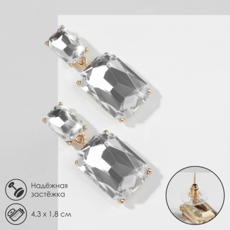 Earrings with Cleo rhinestones classic, white color in gold