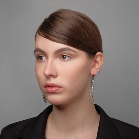 Earrings hanging "feathers" wind, white color in silver, 8 cm-2