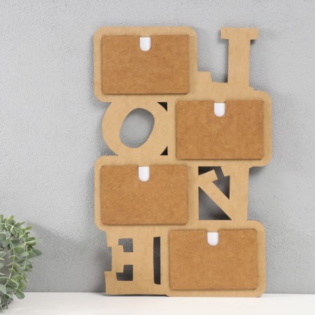 Photo frame LHDF "Love" 33x51 in 4 photos 10x15 cm, col. Wenge-white (plastic screen)-2