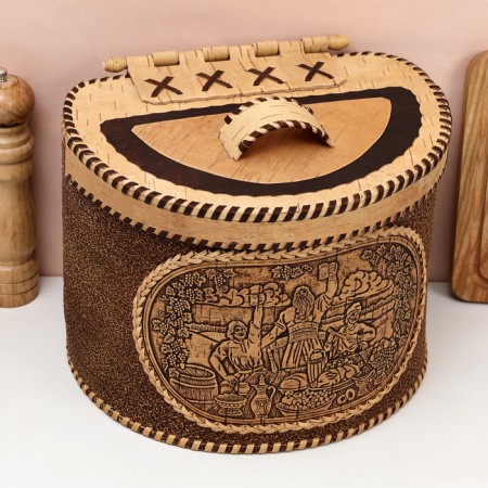 Khlebnitsa "heroes", on a hinge, 28x21x24 cm, birch bark-3