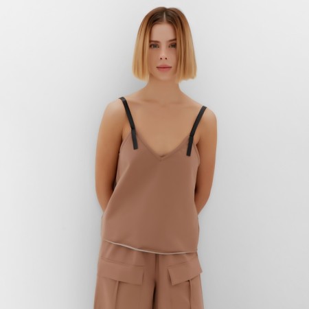 Female top on the straps Minaku: Casual Collection Beige color, rr 46-4