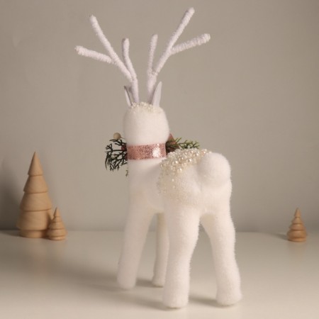 Decor "White Deer in Beads" 29x16x8 cm-2