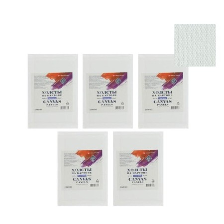 Canvas on cardboard, 10 x 15 cm, cotton 100%, set 5 pieces, acrylic soil, fine -grained, 380 g/m², ZHK "Master class"-2