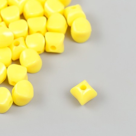 Beads for creativity plastic "Cube with flattened edges" yellow set 30 g d = 0.8 cm