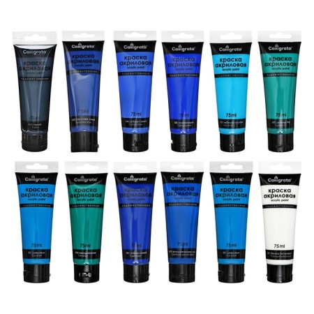 Acrylic paints 12 colors in a tube 75 ml, matte, calligrata, sea colors