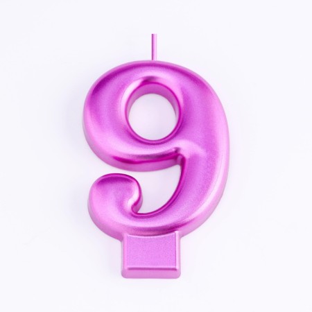 Candle for the Cake "European Giant", a number 9, 7 cm, purple metallic-2