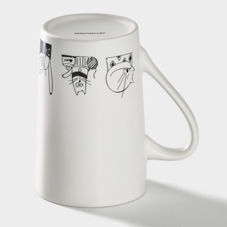 Porcelain share mug "Cat Day", 380 ml, white color-2