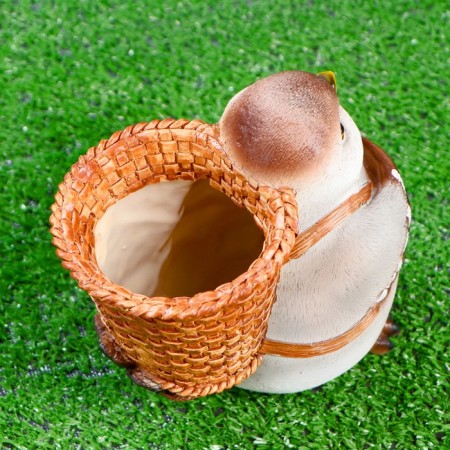 Figure pot "Sparrow with a basket on the back" 16x12x15cm-3