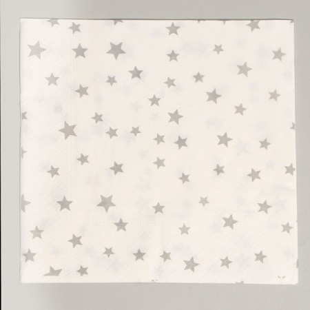 Paper “Stars” napkins, 33x33 cm, set 20 pcs., Silver color