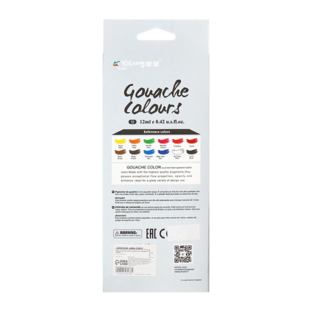Gouache 12 colors in a metal tube 12 ml in a cardboard box-3