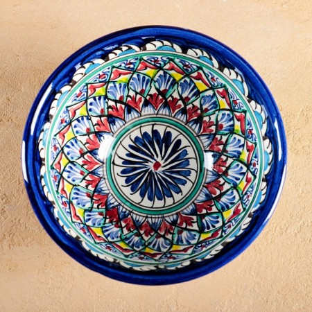 Rishtan ceramics "Patterns", 18 cm, large, blue-3