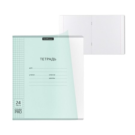Notebook 24 sheets in the Erichkrause Coverprio Pastel Classic Code, Plastic Cover, Offset block, 100%whiteness, mint