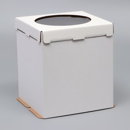 Confectionery packaging, with a window, "circle", white, 50 x 50 x 50 cm
