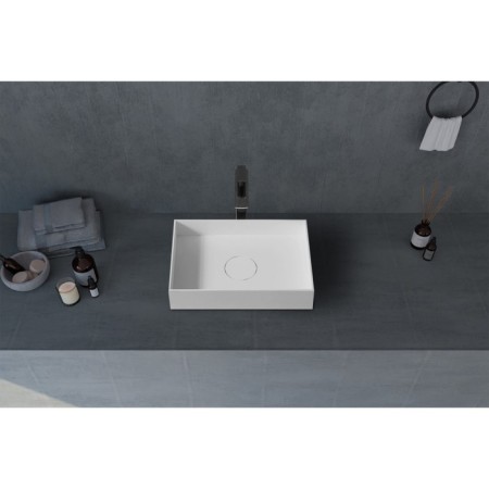 ABBER STEIN AS2621 sink, invoice, 500x350x100 mm, artificial stone, white-1