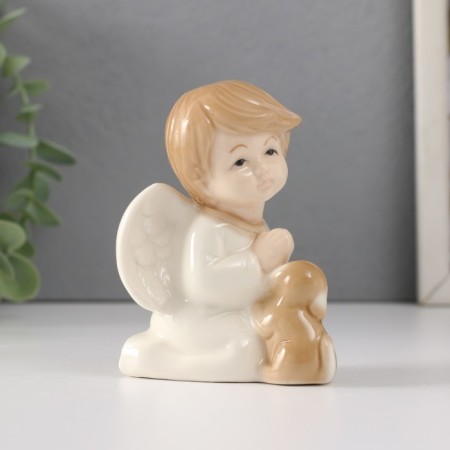 Сувенир керамика "Малыш-ангел с щенком молится" 7,5х6х8,8 см-3