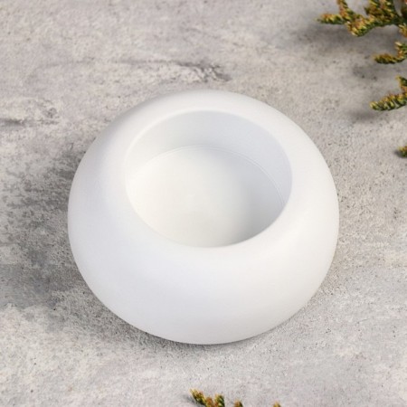 Gypsum “pot” candlestick, 6.7x6.7x3 cm, white-2