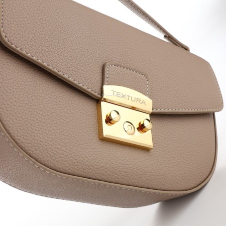 Women's bag on the valve, Textura, small size, beige color-3