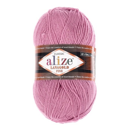 Yarn "Lanagold fine" 49% wool, 51% acrylic 390m/100g (28 dry rose)-1