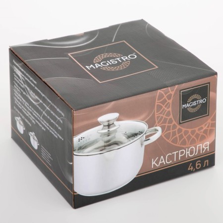 Magistro Klimena stainless steel pan, 4.6 l, lid-durtered, plum nose, capsule, induction-7