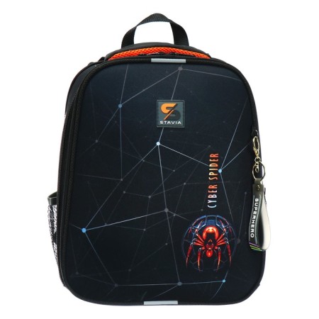 School backpack 38 x 30 x 16 cm, ergonomic back, stavia "spider", black-2