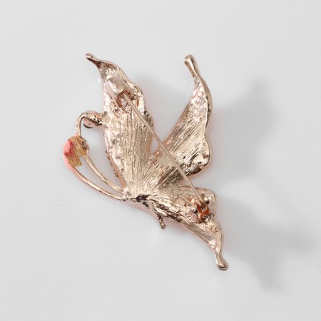 Brooch "Butterfly" Tenderness, white-pink color in pink gold-1