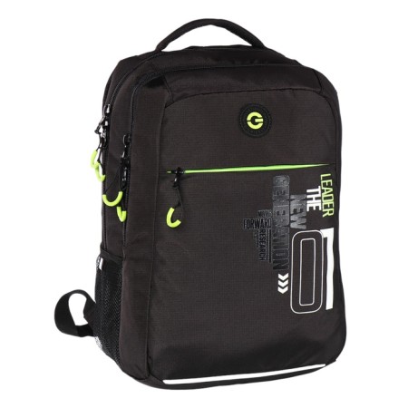 School backpack, 39 x 26 x 19 cm, Grizzly, ergonomic back, laptop department, black-1