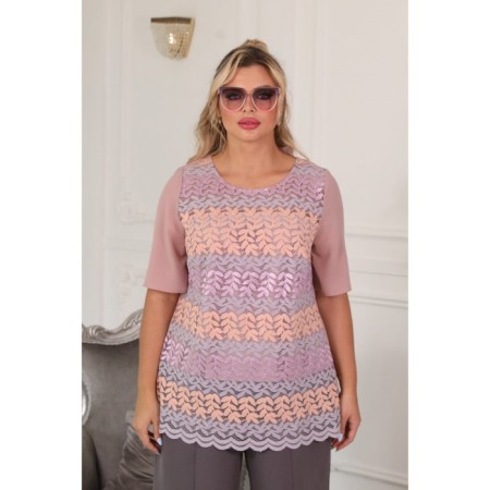 Female blouse, size 52, pink color-5