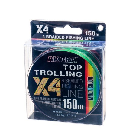 AKARA TOP Trolling X4 cord, diameter 0.18 mm, test 12.5 kg, 150 m, multicolor-1