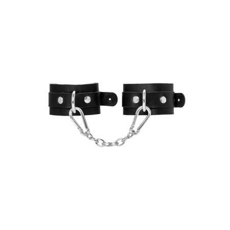 Pecado BDSM bracelets, mini with rounded corners, genuine leather, black-1