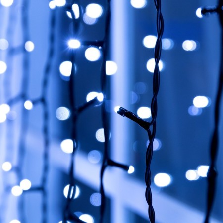 Garland "Curtain" 2 × 9 m, IP44, UMS, dark thread, 1800 LED, white glow, 220 V-1
