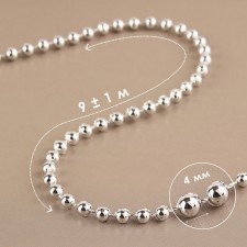 Beads on threads, round, 4 mm, 9 ± 1 m, silver color