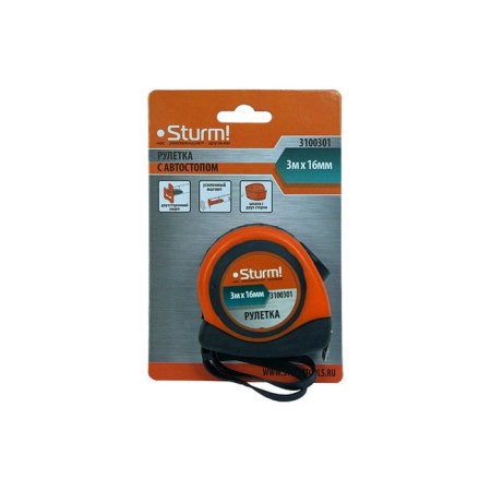 Roulette Sturm, 3 m x 16 mm, steel tape, closed case-3