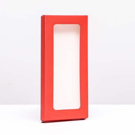 Gift box for chocolate tiles, with a window, red, 17 x 8 x 1.4 cm