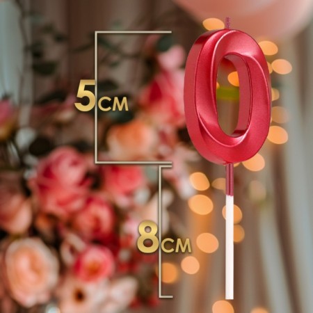 Candle in the cake on the skewer "Fine", the number "0", 5 cm, red-1