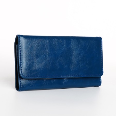 Women's wallet on the button, blue color