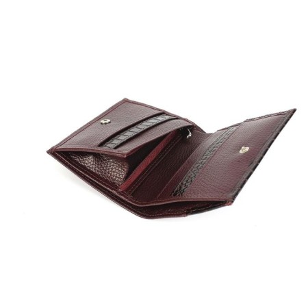 Wallet, button, 6 pockets, 1 section for trifles, n/k borderly fleet/Bordeaux crocodile-2