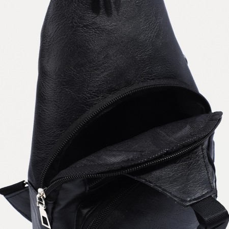 Male sling bag made of artificial leather, with USB, black color-5