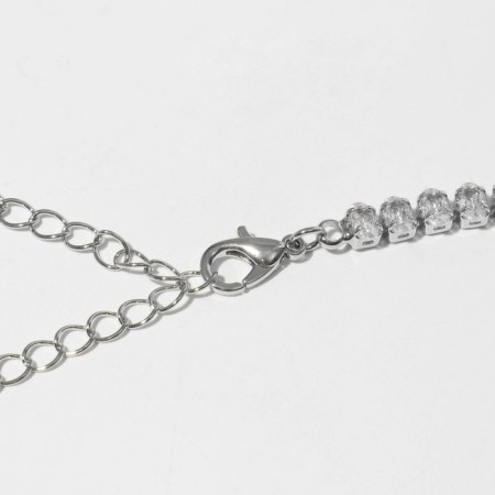 Necklace with rhinestones "ice" ovals, white color in silver, 30 cm-1