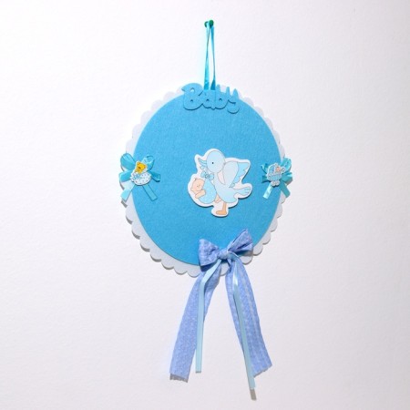 Decorative decoration (suspension) "Stork with a boy" 27x27x46 cm, blue-2