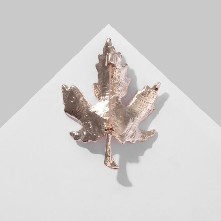 Brooch "Leaf" Maple, brown color in pink gold-1