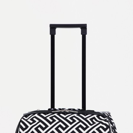 Small suitcase 52 l (s) "Factory Cartes", lightning department, external pocket, 2 wheels, black/white color-4
