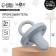 The rubberker is a silicone dummy, the color is blue/gray, mum & baby