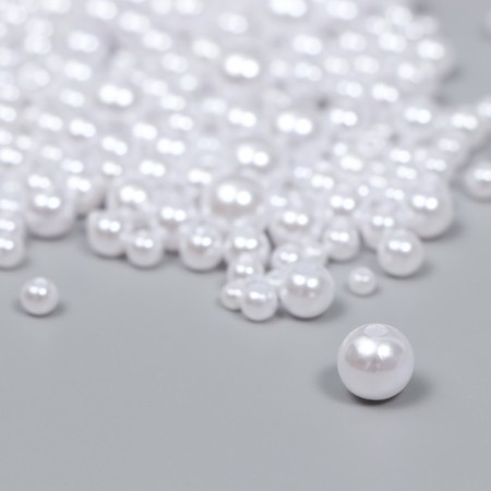 Beads for creativity plastic "Round. White" d = 3-8 mm, set 10 grams-1