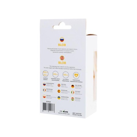 Anal plug Blob, silicone, yellow color, 5.5 cm, d = 2.1 cm-4