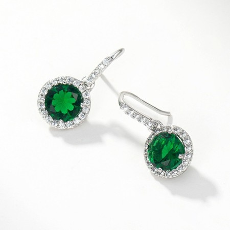 Earrings with rhinestones Xuping Circle, white-green color in silver-4