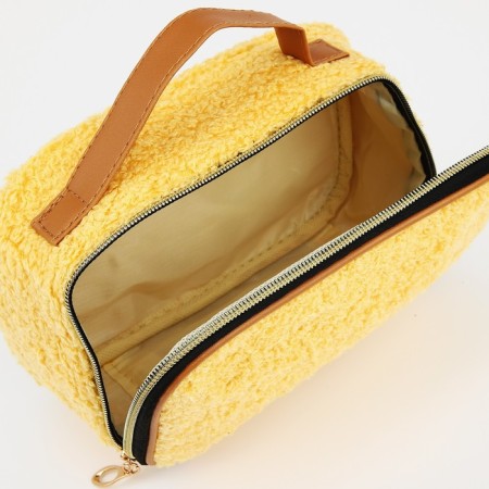 Cosmetic bag on lightning, with a lodge, yellow color-2