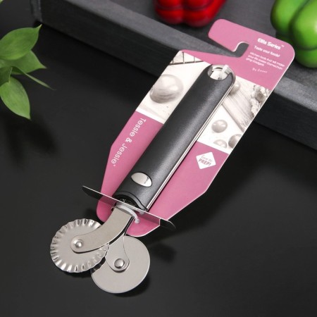 Knife for pizza and dough bonjo, double, 18 × 7 cm, d = 4 cm, black color-3