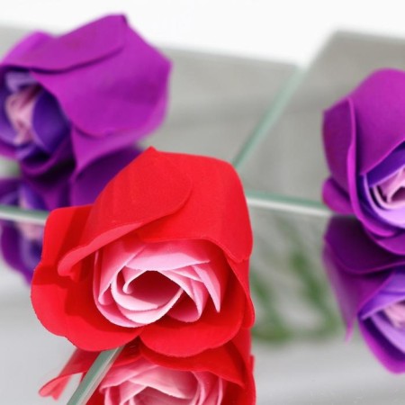 Soap roses of colored shades and a gold rose, set-8