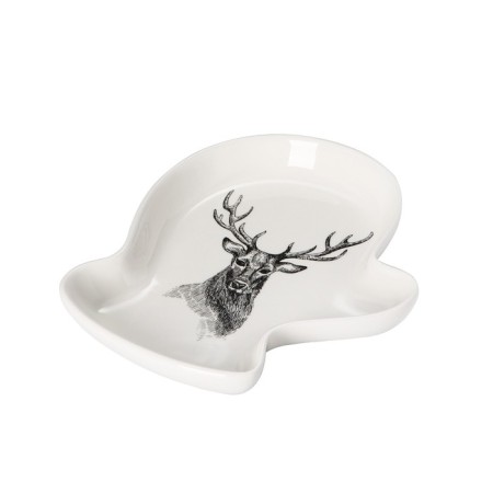 Serving share "Santa Claus and Deer", 20.5 × 17.5 × 3 cm, white color-1
