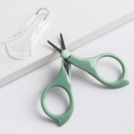 Children's manicure scissors, with a protective cap, type 2, green color-1